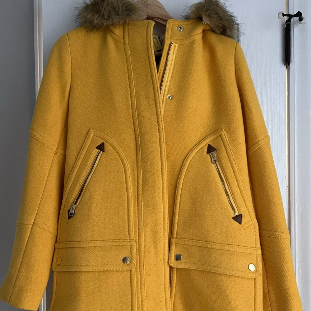 JCrew Italian Stadium jacket, sz 4 - with fur hood